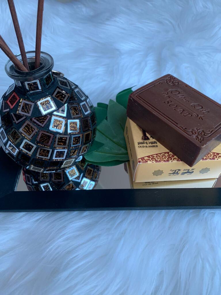 [P-SCB-007] ِSoap Bar with Oud and amber scent (Aleppo Soap)